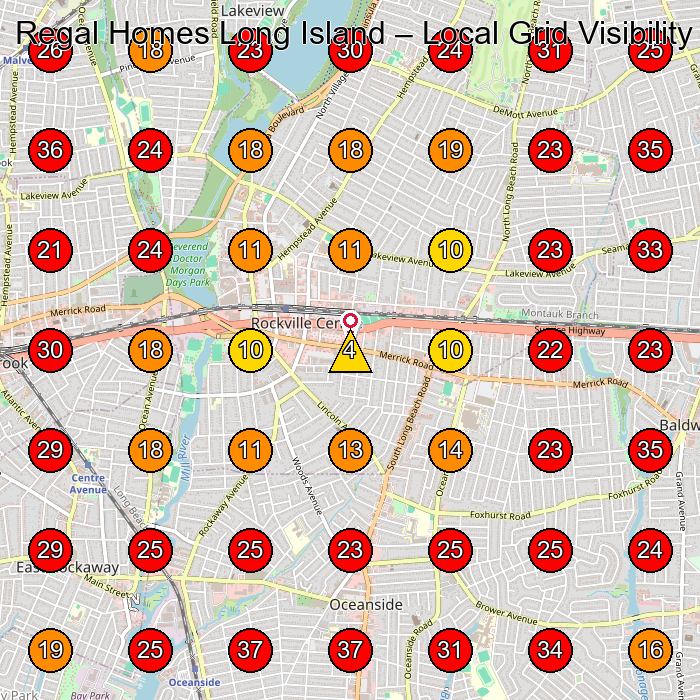 Regal Homes Long Island GeoGrid visibility map for Custom Home Builder in Queens